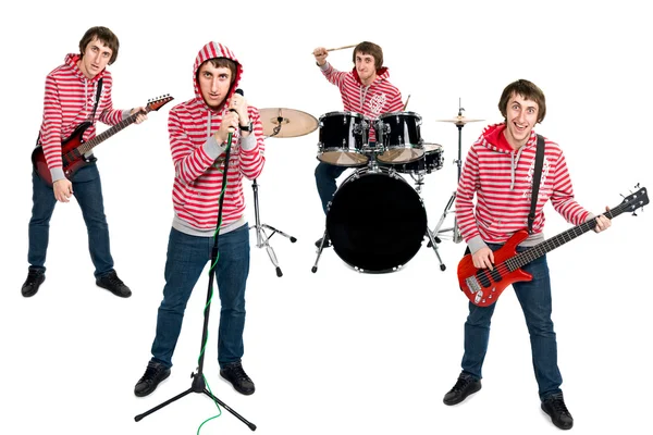 stock image man playing on different musical instruments