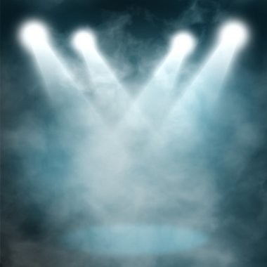 Spotlight blue on smog background clipart