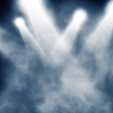 Spotlight blue on smog background clipart