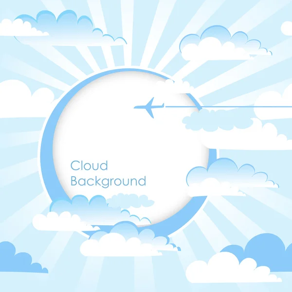 Cadre de voyage, Ciel bleu avec nuages — Image vectorielle