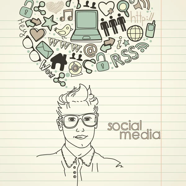 Sosyal ağ doodles — Stok Vektör