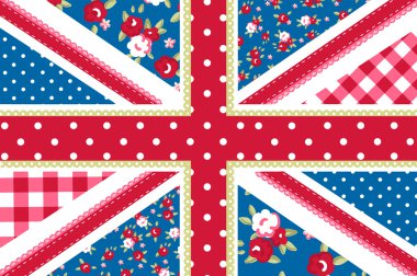 Cute British Flag in Shabby Chic floral style clipart