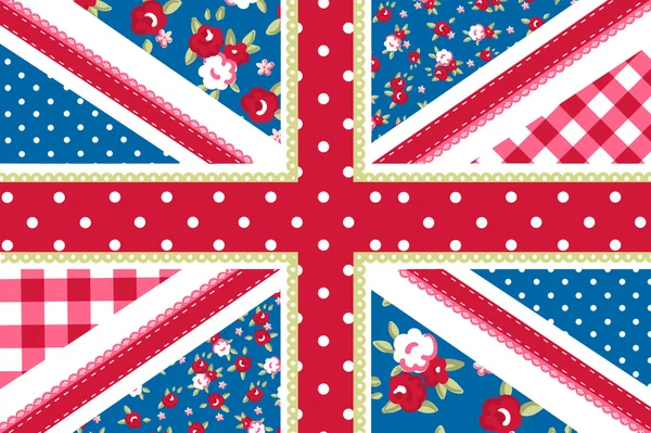 Süße britische Flagge im Shabby-Chic-Blumenstil — Stockvektor