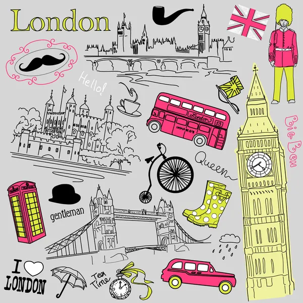 Doodles Λονδίνο — Διανυσματικό Αρχείο