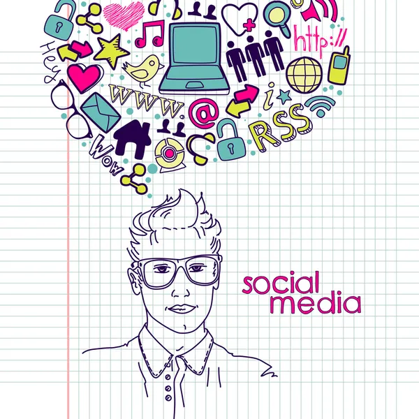 Social network doodles. — Stock Vector
