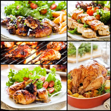 Colorful Chicken Meals Collage clipart