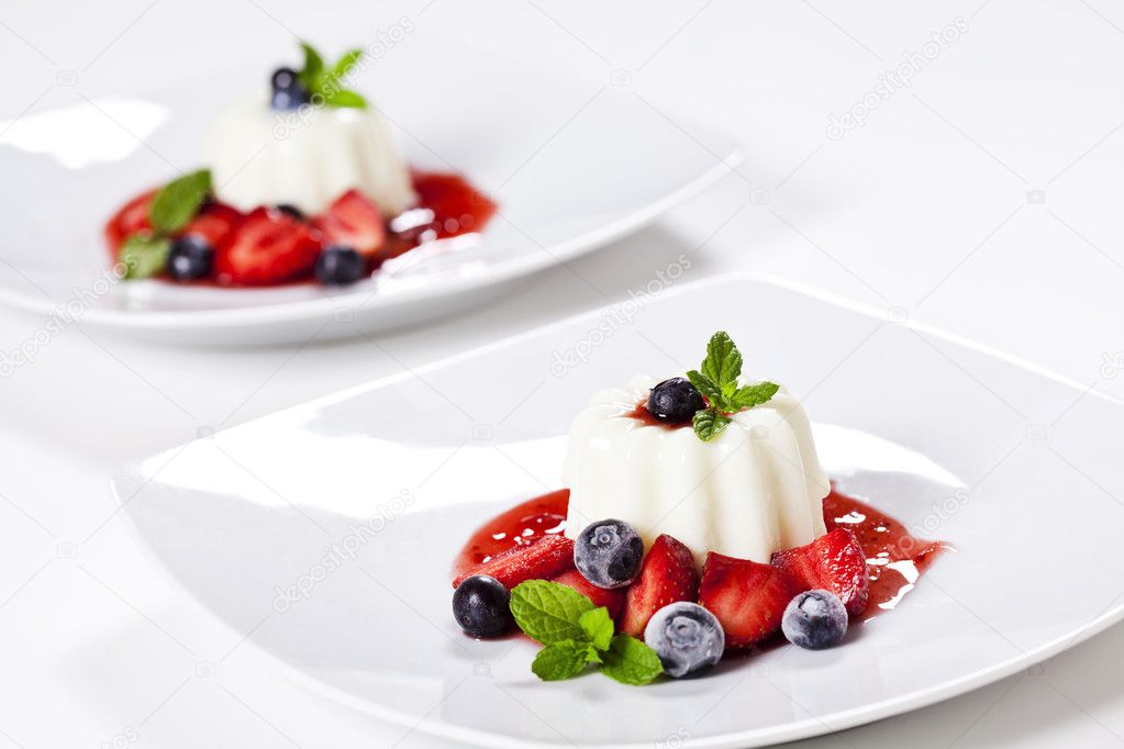 Panna Cotta And Blueberries