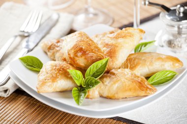 Crispy Cheese Rolls And Basil clipart