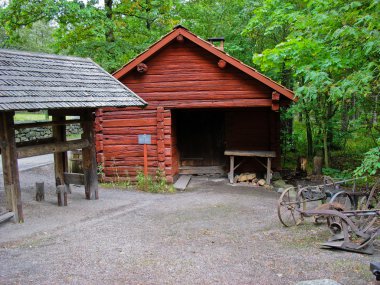 Red cabin in Skansen clipart