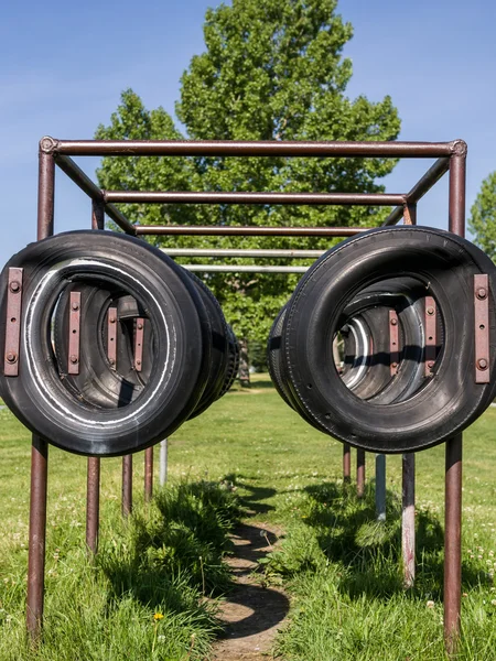 Football training tires — Stock Photo, Image