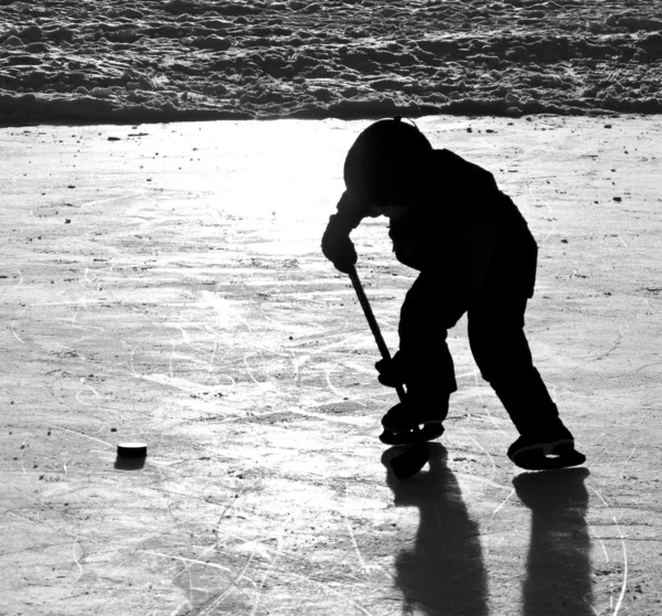 室外冰上曲棍球 — 图库照片