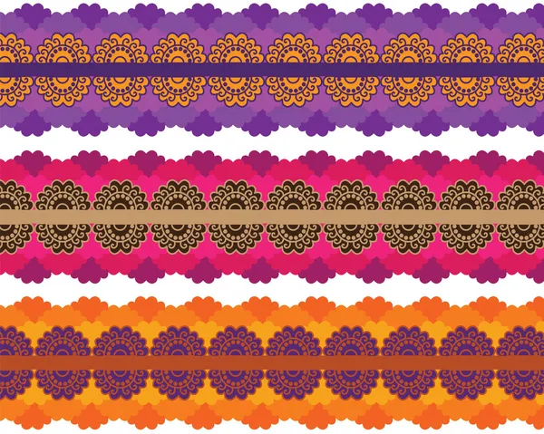 Design de bordure au henné coloré — Image vectorielle