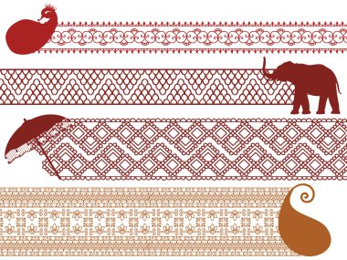 Detailed Henna borders clipart