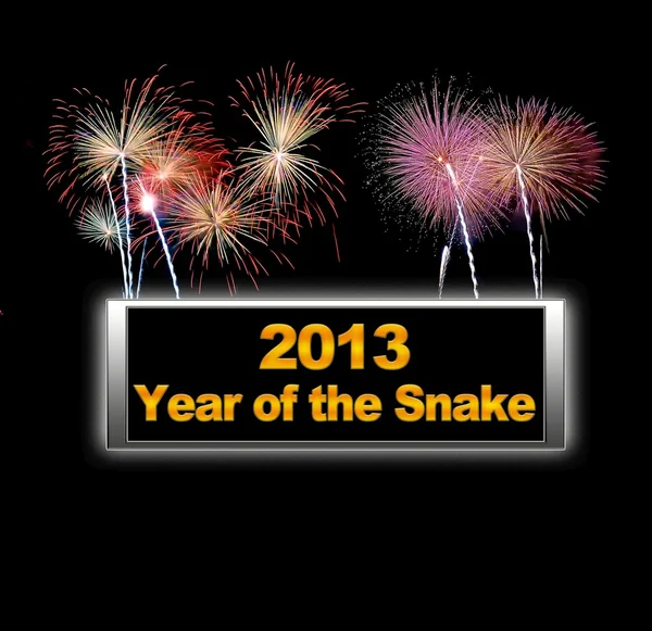 Vuurwerk, jaar van de slang. — Stockfoto