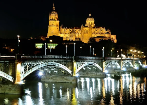 Salamanca cathedral night. — Stock Photo, Image