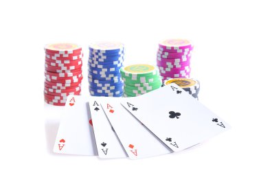 izole poker fişleri.