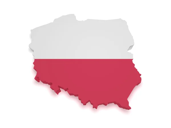 波兰地图 3d 形状 — 图库照片