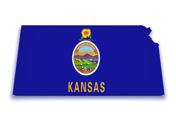 Kansas karta 3d-formen — Stockfoto