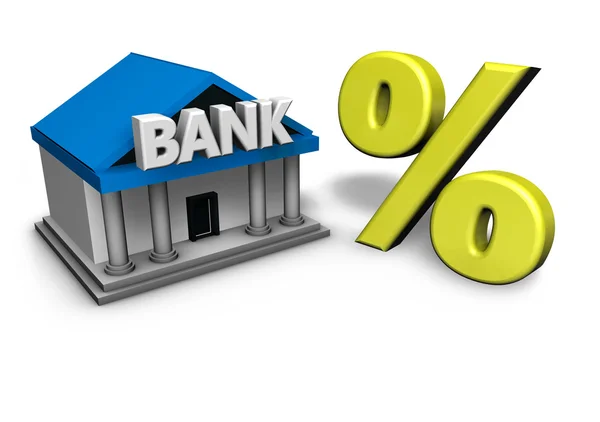 Символ банка и процента — стоковое фото