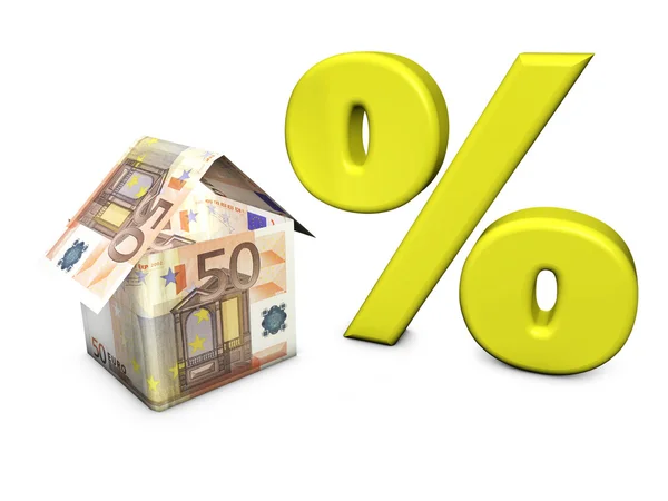 Euro dom kształt procent — Zdjęcie stockowe