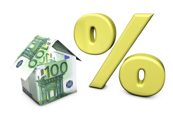 House Shape Percent Euro — Stock Photo, Image