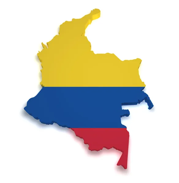 哥伦比亚地图 3d 形状 — 图库照片