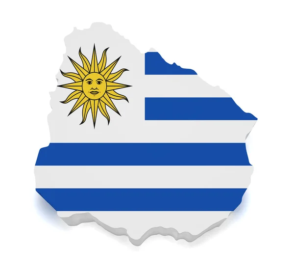 乌拉圭地图 3d 形状 — 图库照片