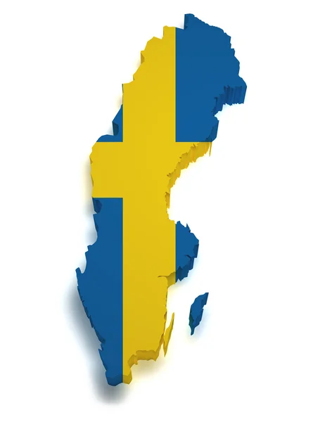 Szwecja mapa 3d kształt — Zdjęcie stockowe