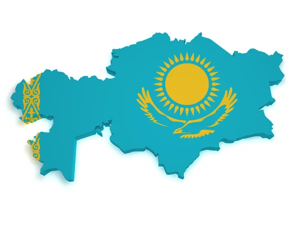 Kazachstán mapu 3d tvar — Stock fotografie