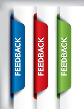 Feedback Labels And Stickers on the edge of the page. Vector Illustration. clipart