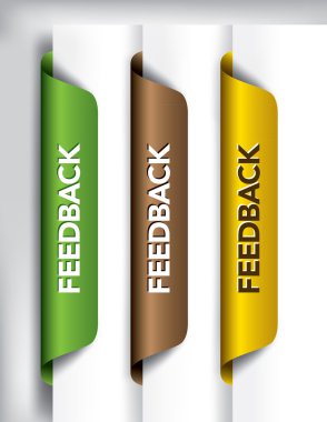 Feedback Labels And Stickers on the edge of the page. Vector Illustration. clipart