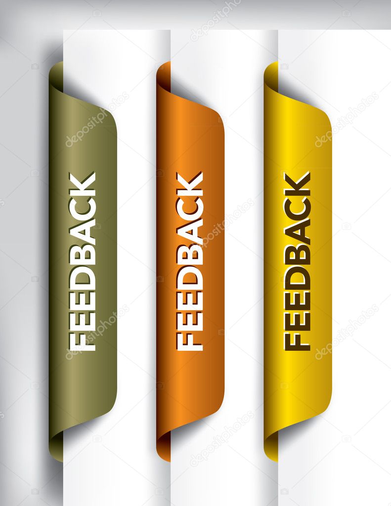 Feedback Labels And Stickers on the edge of the page. Vector Illustration.