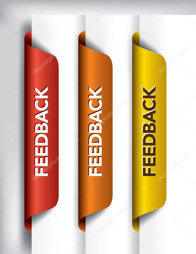 Feedback Labels And Stickers on the edge of the page. Vector Illustration.