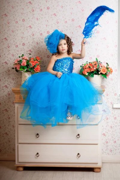 Ñute little girl, a child in a dress — Stok fotoğraf
