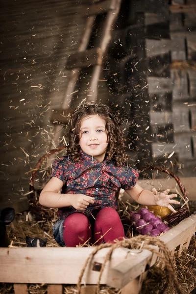 농장에서 아름 다운 아이 — 스톡 사진