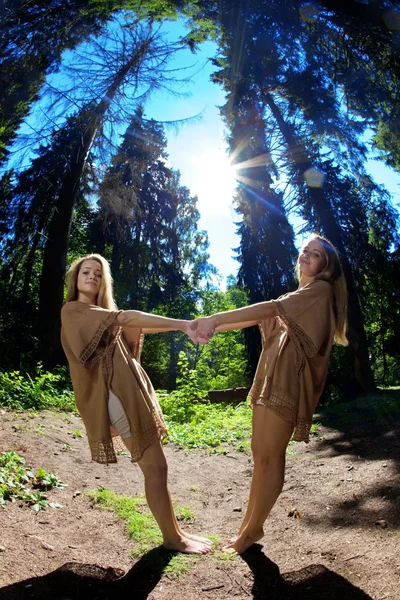 Twins in the forest — Stock Photo, Image