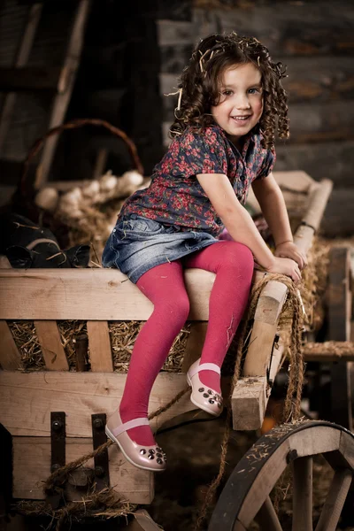 Criança bonita na fazenda — Fotografia de Stock