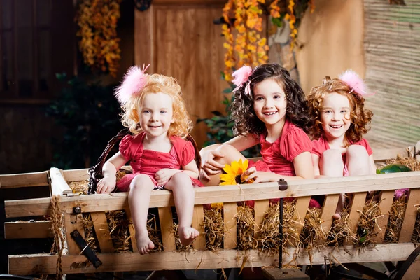 Trzy małe dziewczynki, słodkie dzieci — Zdjęcie stockowe