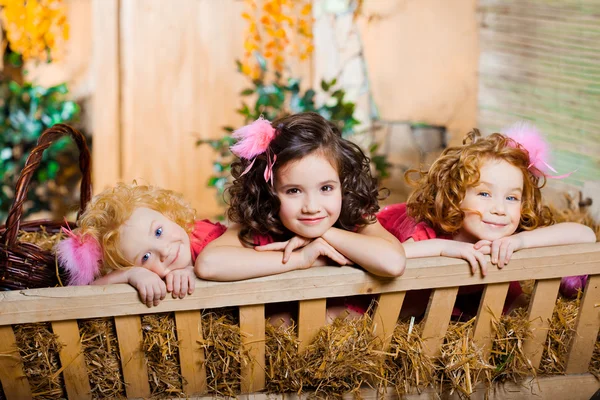 Drie kleine meisjes, schattige kinderen — Stockfoto