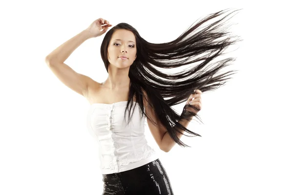 Chica, su pelo está maravillosamente volar —  Fotos de Stock