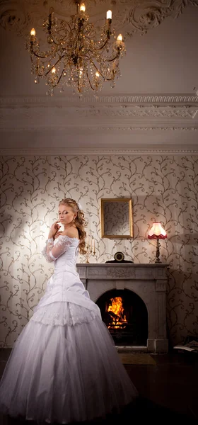 在明亮的背景上的豪华新娘 — 图库照片