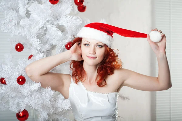 Woman in a New Year's costume — Stock Photo, Image