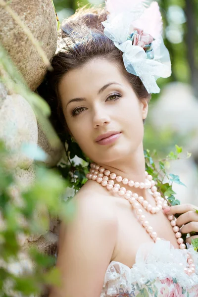 Princess in an vintage dress in nature Royalty Free Stock Photos