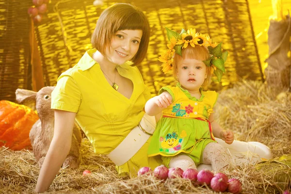 Köyde anne ile kız — Stok fotoğraf