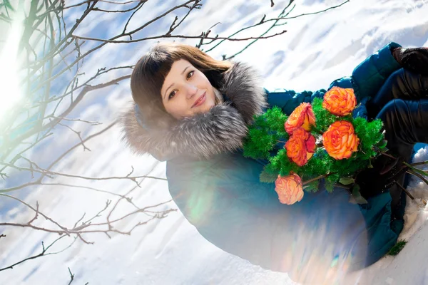 Kış kadını — Stok fotoğraf