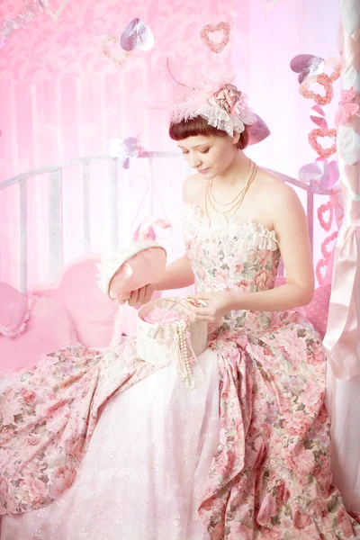 Romantyczna kobieta sukienka vintage Obraz Stockowy