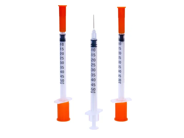 Tre insulinsprøyter – stockfoto