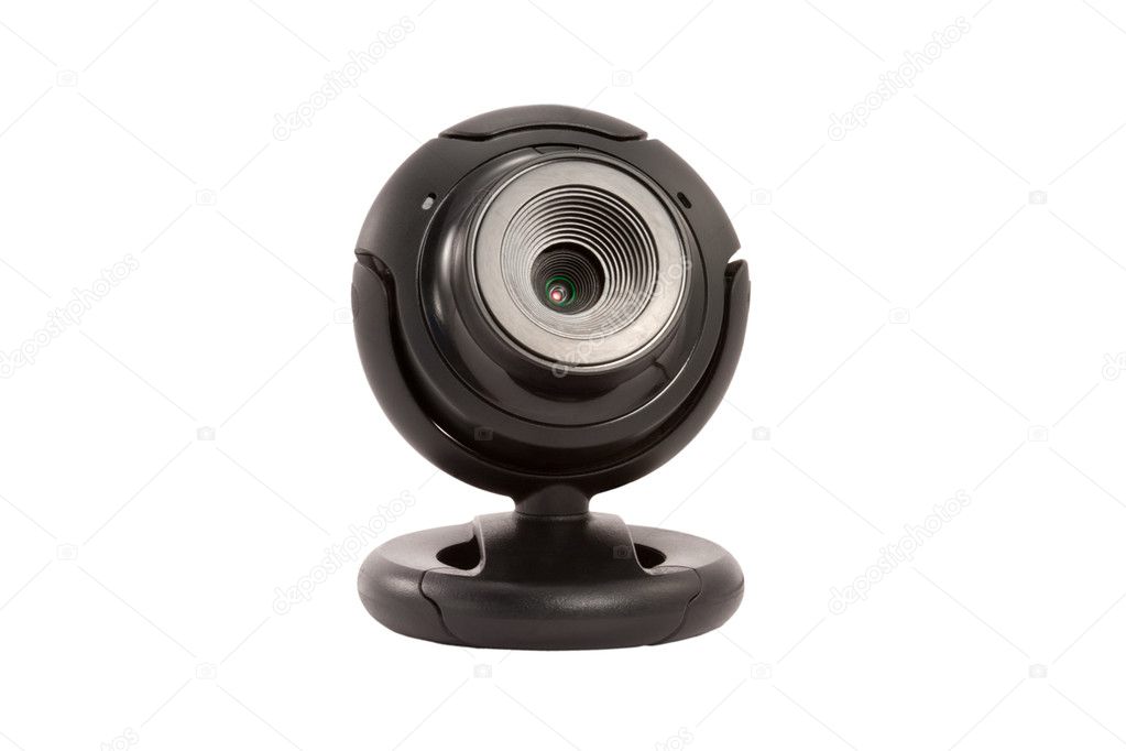 Black webcam on a white background