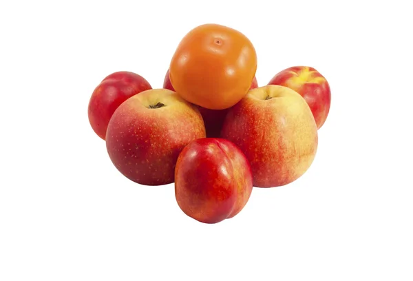 Jabłka i nektaryn z persimmons — Zdjęcie stockowe