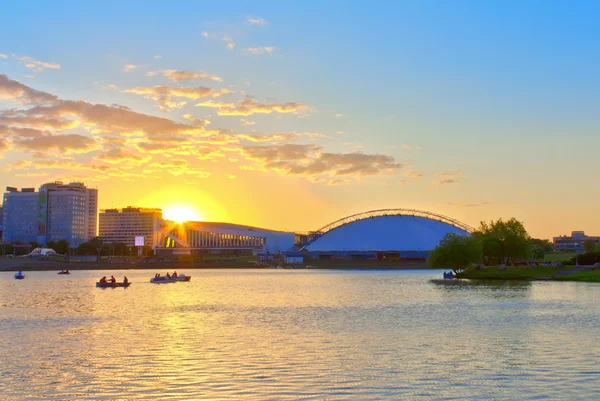 stock image Sunset on the river in the city